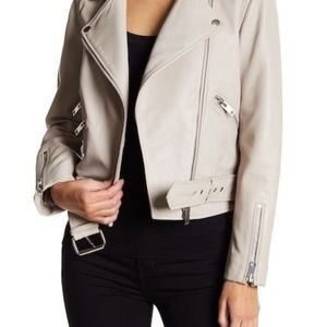 M Walter Baker pink leather motorcycle jacket